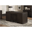 Pemberly Row Double Pedestal Wood Desk Office Writing Table in Brown