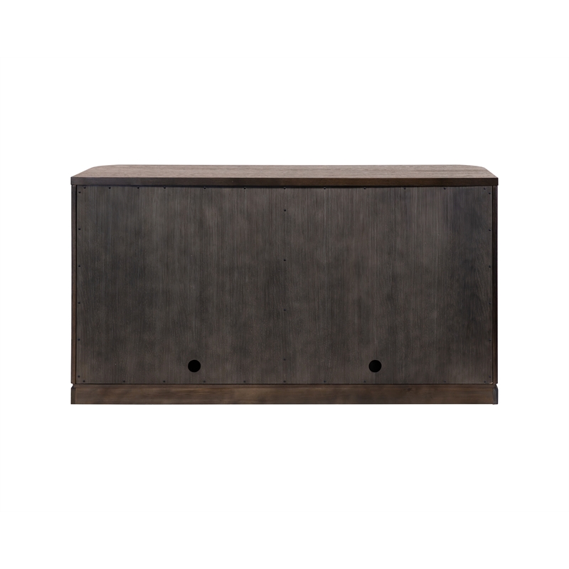 Pemberly Row Wood Dining Sideboard Dining Storage Fully Assembled in Brown