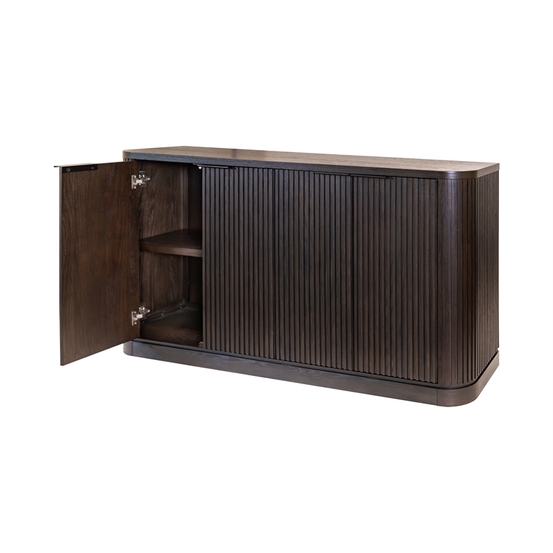 Pemberly Row Wood Dining Sideboard Dining Storage Fully Assembled in Brown
