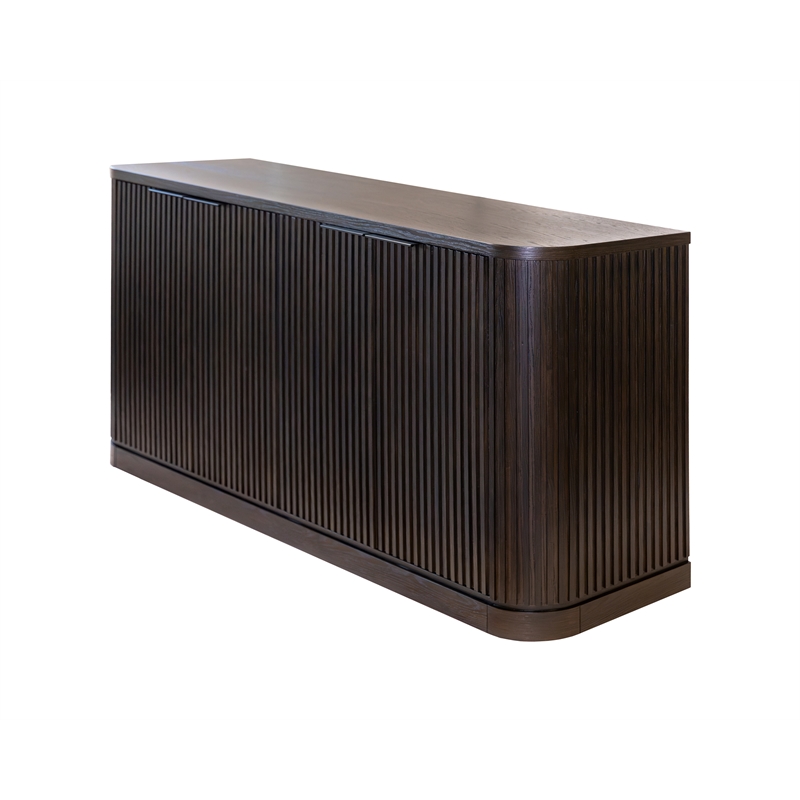 Pemberly Row Wood Dining Sideboard Dining Storage Fully Assembled in Brown