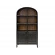 Pemberly Row Wood Arched Display Cabinet/Bookcase Fully Assembled in Black
