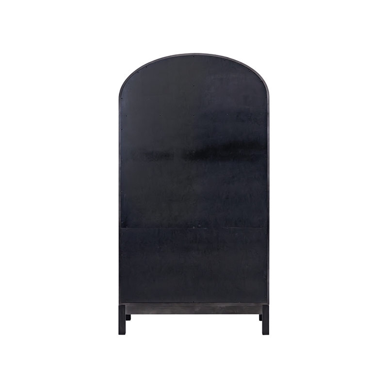 Pemberly Row Wood Arched Display Cabinet/Bookcase Fully Assembled in Black