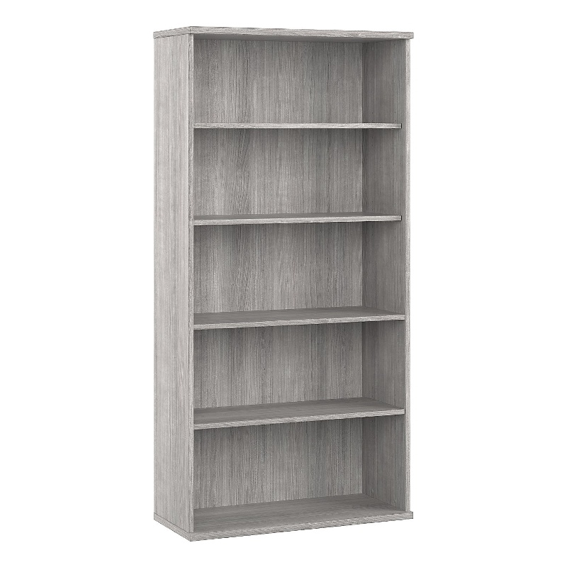 Pemberly Row Tall 5-Shelf Bookcase in Platinum Gray - Engineered Wood