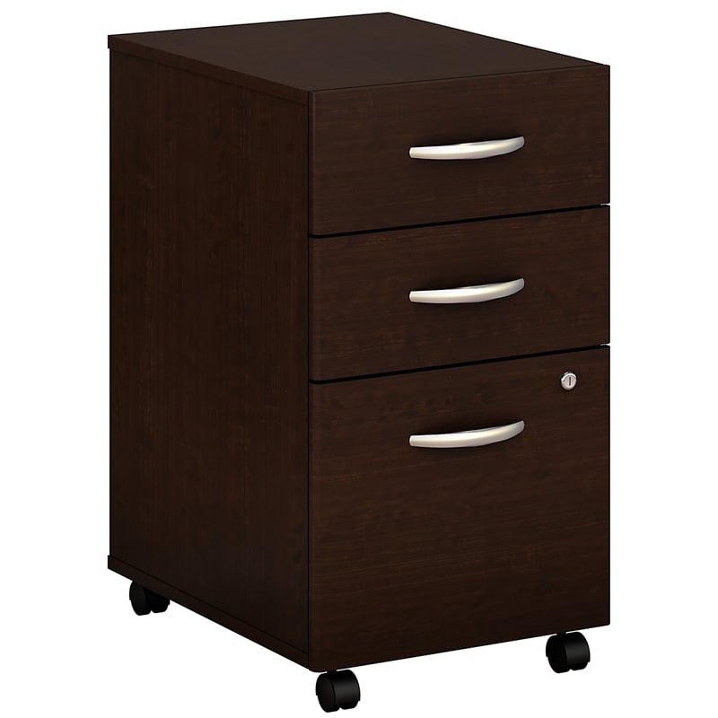 Pemberly Row 3-Drawer Mobile File Cabinet in Mocha Cherry - Engineered Wood