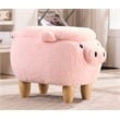 Pemberly Row Kids Pig Fabric Storage Ottoman/Stool in Pink and Natural