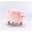 Pemberly Row Kids Pig Fabric Storage Ottoman/Stool in Pink and Natural