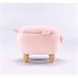 Pemberly Row Kids Pig Fabric Storage Ottoman/Stool in Pink and Natural