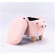 Pemberly Row Kids Pig Fabric Storage Ottoman/Stool in Pink and Natural