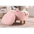 Pemberly Row Kids Pig Fabric Storage Ottoman/Stool in Pink and Natural