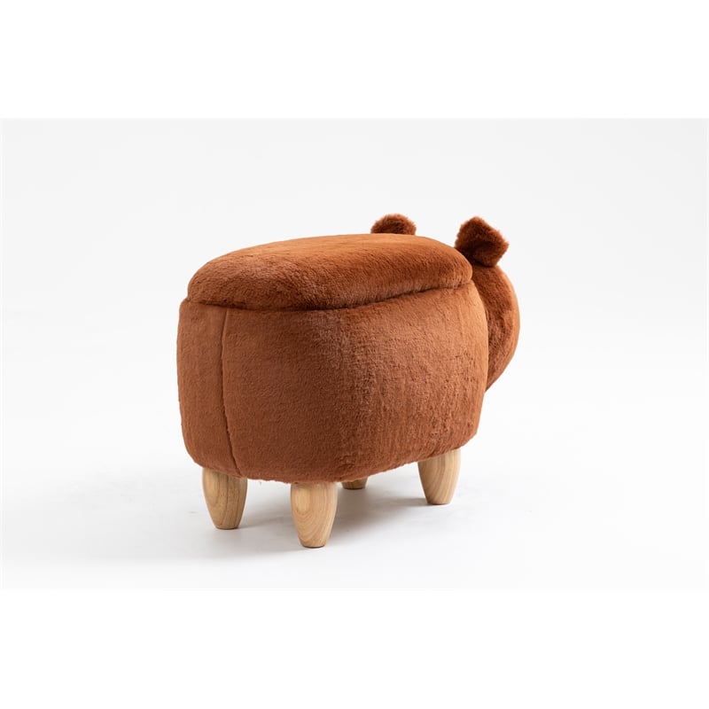 Pemberly Row Modern Fabric Bear Storage Ottoman in Brown/Natural