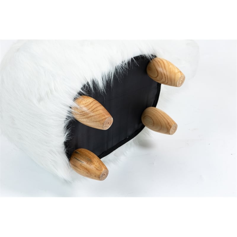 Pemberly Row Farmhouse Harry the Cow Storage Ottoman in White Fur