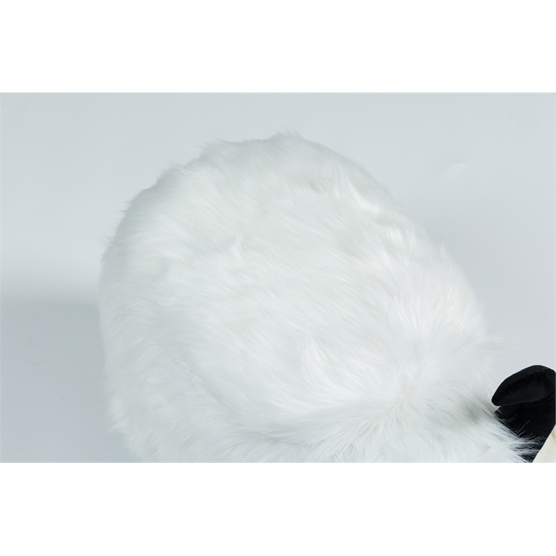Pemberly Row Farmhouse Harry the Cow Storage Ottoman in White Fur