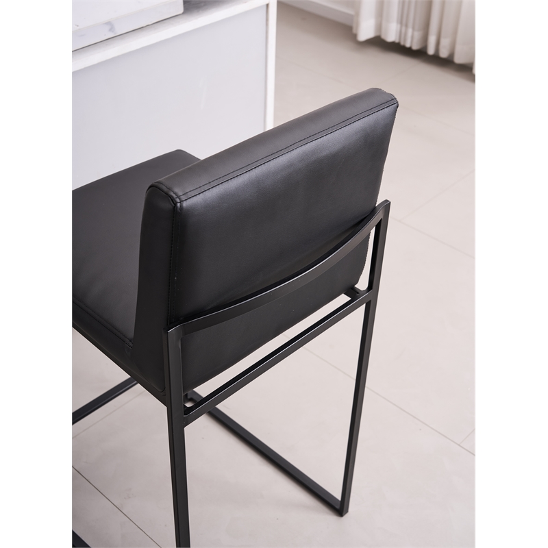 Pemberly Row Contemporary Set of 3 Stackable Barstools in Black