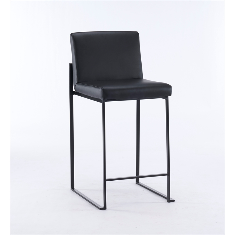 Pemberly Row Contemporary Set of 3 Stackable Barstools in Black