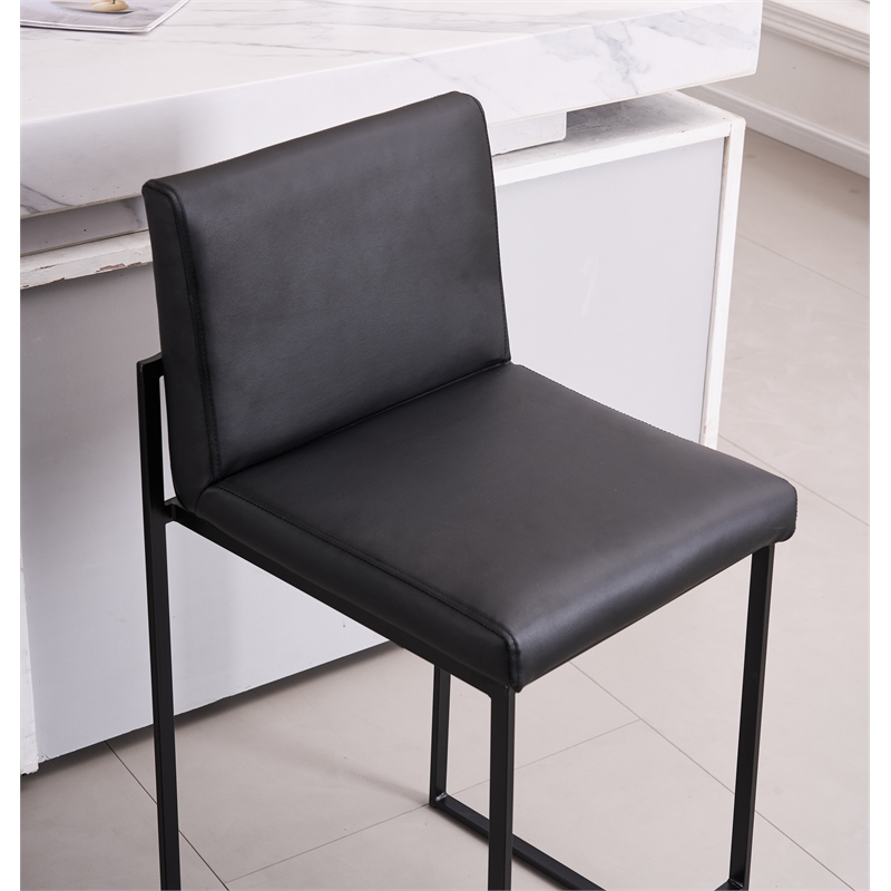 Pemberly Row Contemporary Set of 3 Stackable Barstools in Black