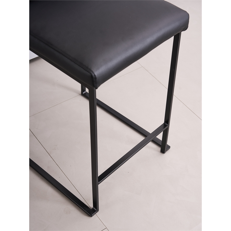 Pemberly Row Contemporary Set of 3 Stackable Barstools in Black