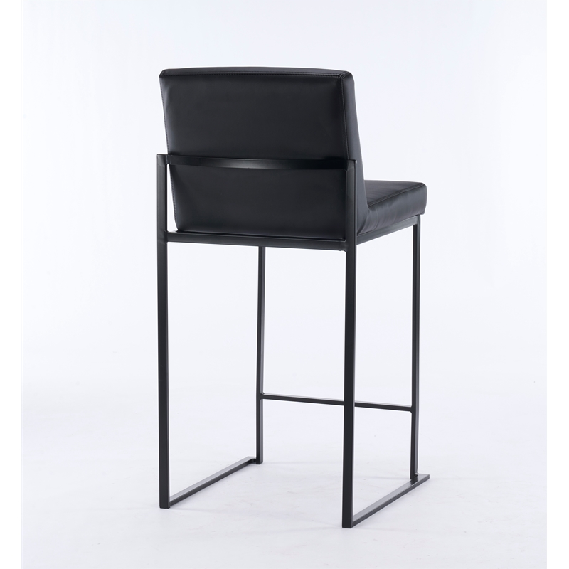 Pemberly Row Contemporary Set of 3 Stackable Barstools in Black