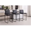 Pemberly Row Contemporary Set of 3 Stackable Barstools in Black