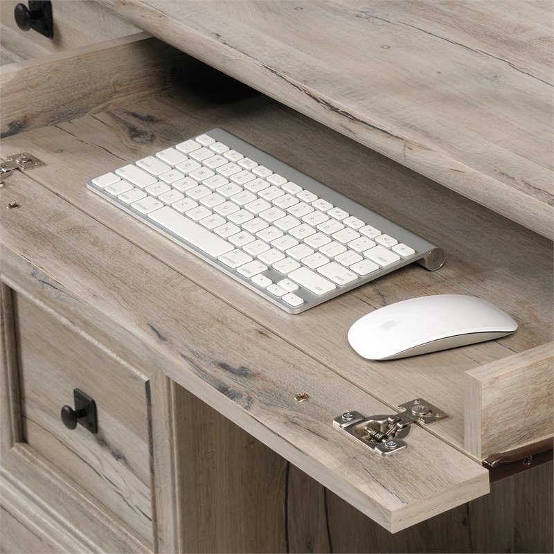 Pemberly Row Engineered Wood Executive Desk in Split Oak Finish