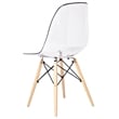 Pemberly Row Set of 2 Clear Plastic with Fiberglass Chairs with Wood/Metal Legs