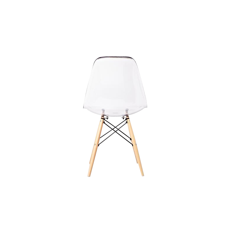 Pemberly Row Set of 2 Clear Plastic with Fiberglass Chairs with Wood/Metal Legs