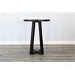 Pemberly Row Modern Farmhouse Wood Round Black Finish Bar Table