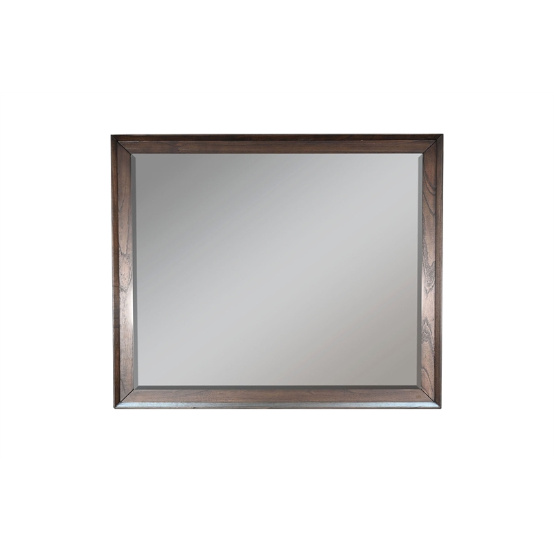 Pemberly Row Contemporary Solid Wood Rustic Walnut Framed Mirror