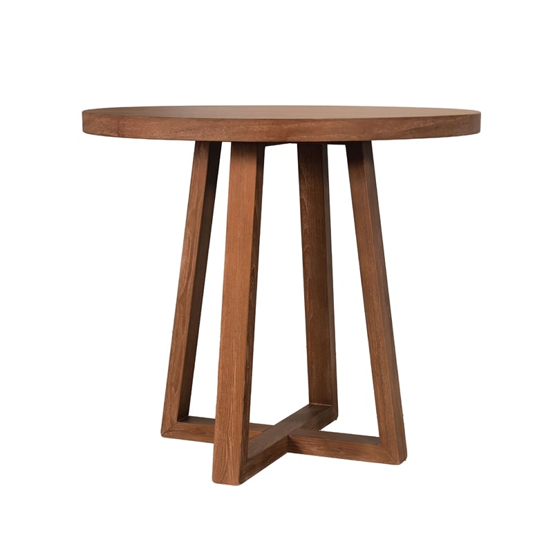 Pemberly Row Contemporary Wood Round Counter Height Table in Brown