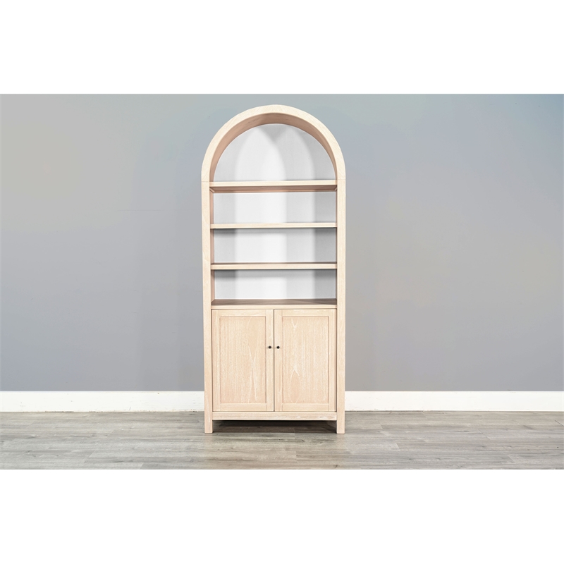 Pemberly Row Contemporary Wood Arched Display Cabinet with Doors
