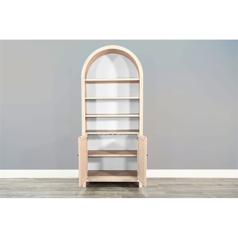 Pemberly Row Contemporary Wood Arched Display Cabinet with Doors