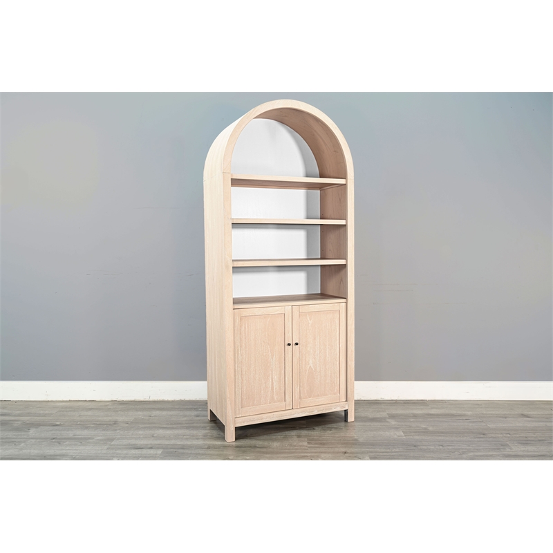 Pemberly Row Contemporary Wood Arched Display Cabinet with Doors