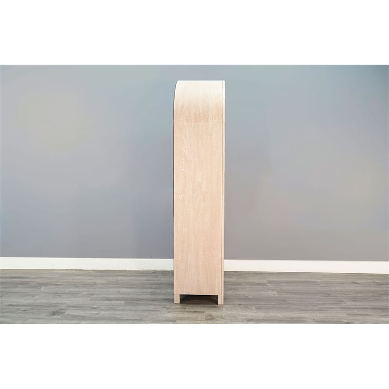 Pemberly Row Contemporary Wood Arched Display Cabinet with Doors