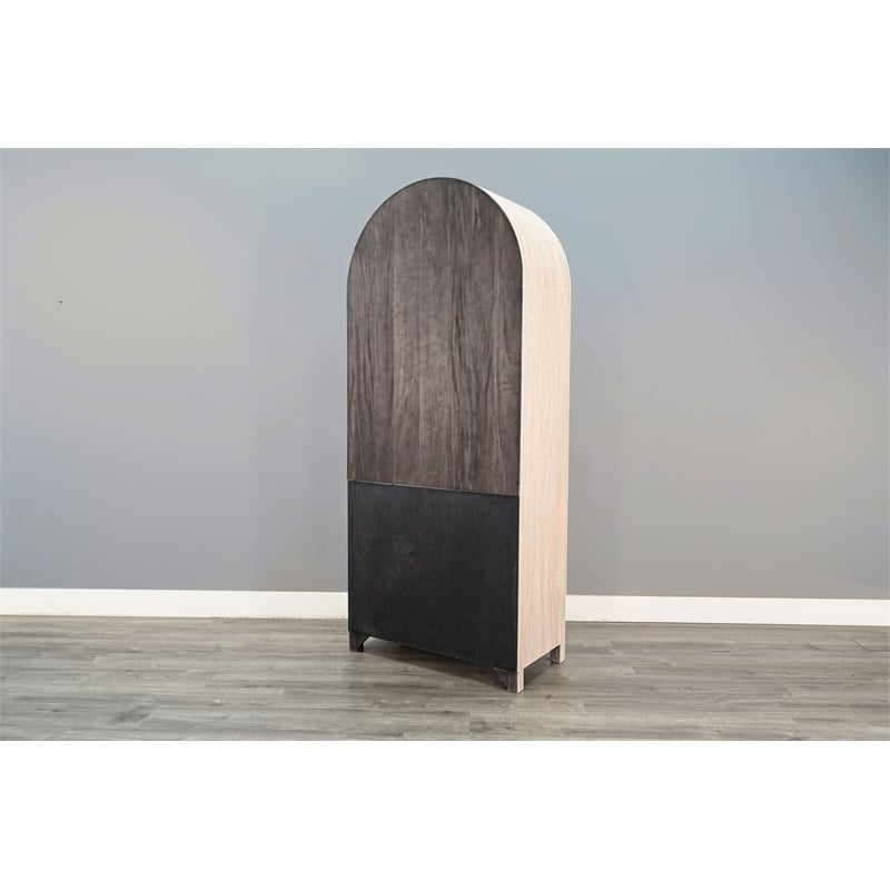 Pemberly Row Contemporary Wood Arched Display Cabinet with Doors