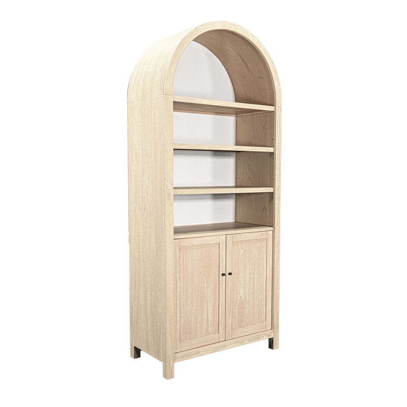 Pemberly Row Contemporary Wood Arched Display Cabinet with Doors
