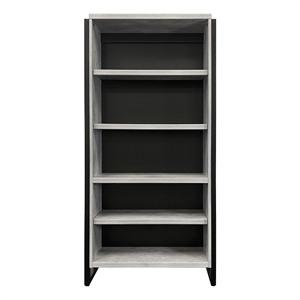 Pemberly Row Open Wood Laminate Bookcase Fully Assembled in Concrete Gray