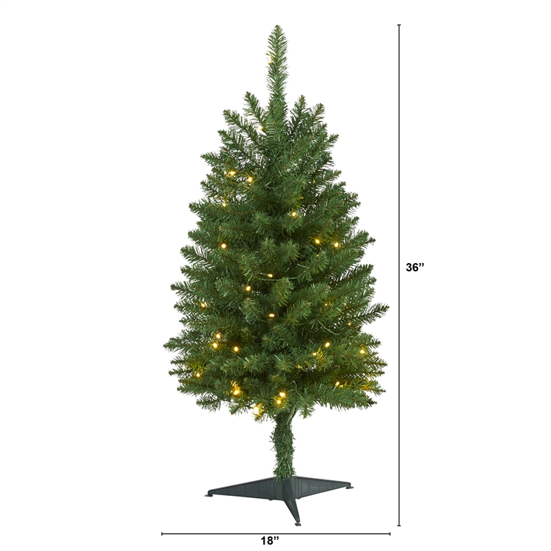 Pemberly Row 3ft Slim Green Mountain Pine Artificial Christmas Tree
