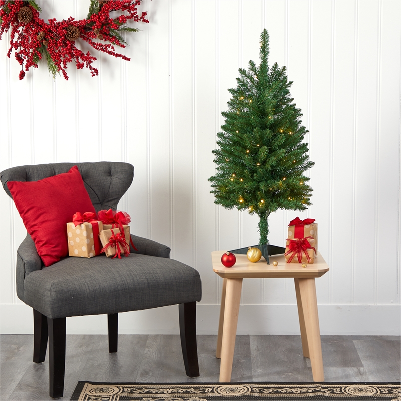 Pemberly Row 3ft Slim Green Mountain Pine Artificial Christmas Tree