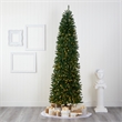 Pemberly Row 9ft Slim Green Mountain Pine Christmas Tree with 600 Clear LED