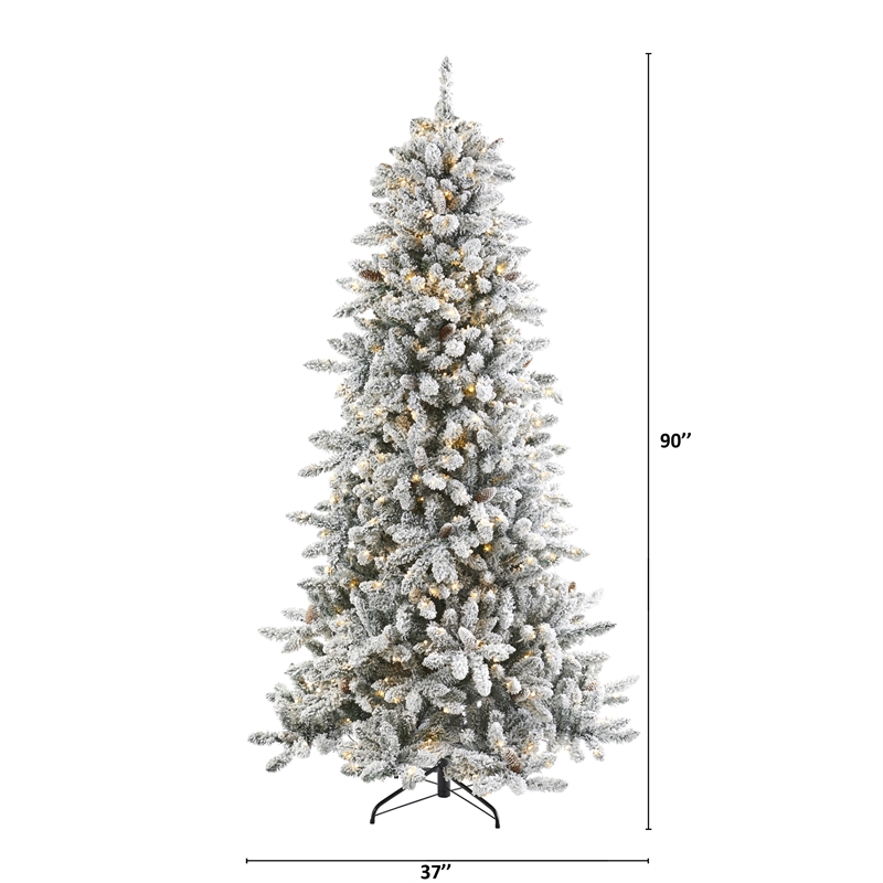 Pemberly Row 7.5ft Flocked Fir Christmas Tree with500 Clear Warm LED