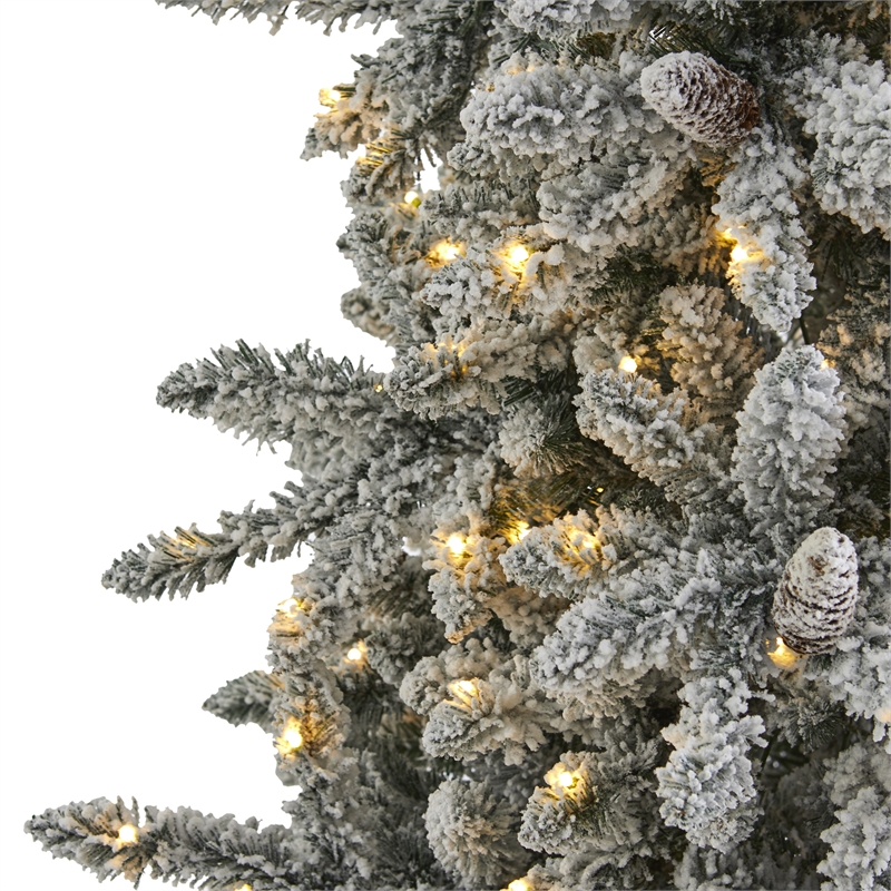 Pemberly Row 7.5ft Flocked Fir Christmas Tree with500 Clear Warm LED