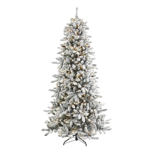 Pemberly Row 7.5ft Flocked Fir Christmas Tree with500 Clear Warm LED