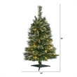 Pemberly Row 3ft Slim Snow Tip Pine Christmas Tree with50 Clear LED