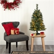 Pemberly Row 3ft Slim Snow Tip Pine Christmas Tree with50 Clear LED