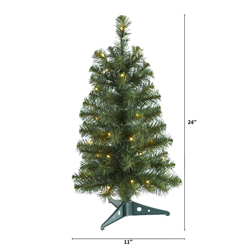 Pemberly Row 2ft Green Artificial Christmas Tree with 35 LED Lights