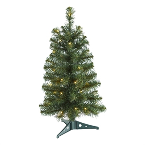 Pemberly Row 2ft Green Artificial Christmas Tree with 35 LED Lights