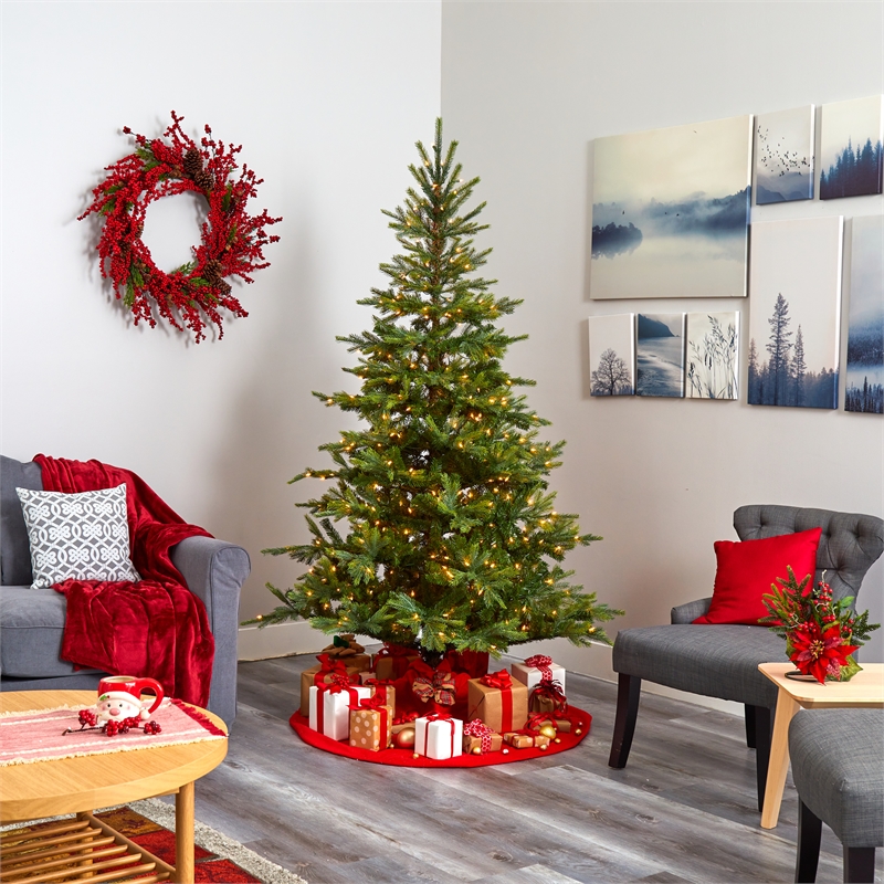Pemberly Row 7ft Spruce Christmas Tree with 450 Clear Lights