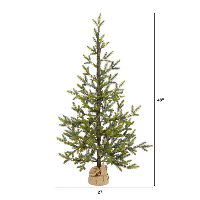 Pemberly Row 4ft Fir Natural Look Christmas Tree with 100 Clear LED
