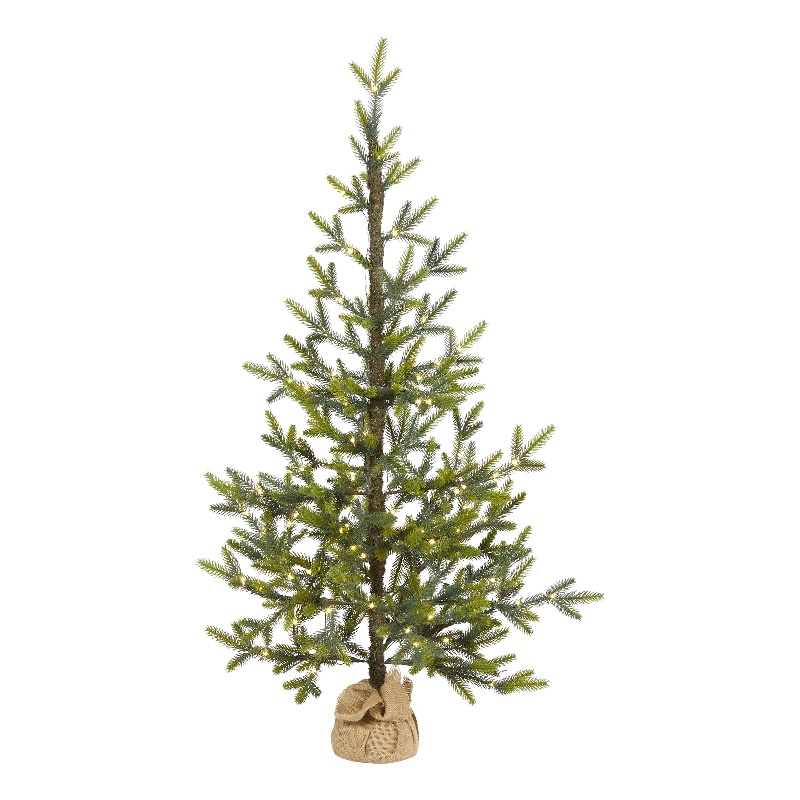 Pemberly Row 4ft Fir Natural Look Christmas Tree with 100 Clear LED