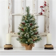 Pemberly Row Traditional 2ft Snow Tipped Pine and Berry Christmas Tree