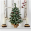 Pemberly Row Traditional 2ft Snow Tipped Pine and Berry Christmas Tree